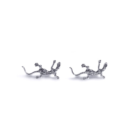 Lizard Stud Earrings in Silver