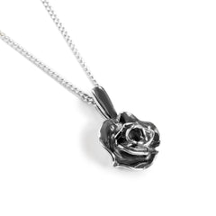 Miniature Rose Necklace in Silver