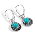 Celtic Circle Earrings in Silver and Turquoise