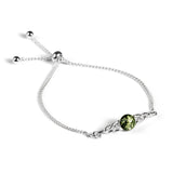 Celtic Style Adjustable Friendship Bracelet in Silver and Green Amber