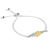Celtic Style Adjustable Friendship Bracelet in Silver and Yellow Amber