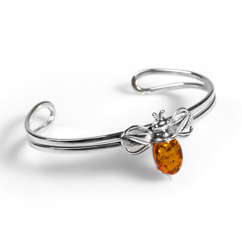 Bumble Bee Bangle in Silver and Amber