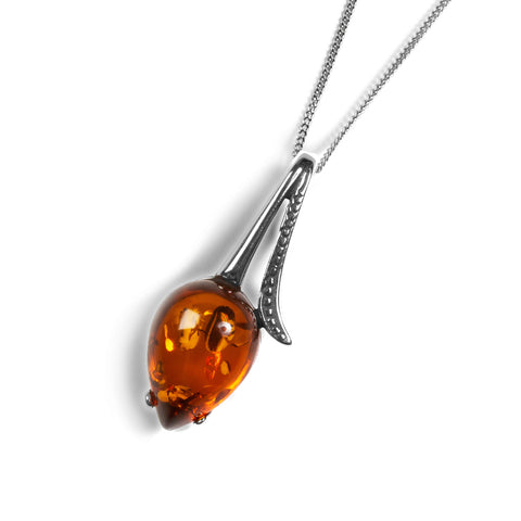 Tulip Necklace in Silver & Amber