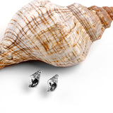 Sea Shell / Seashell Stud Earrings in Silver