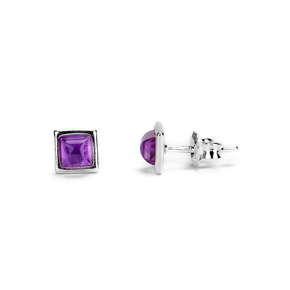 Square Stud Earrings Amethyst