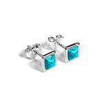 Square Stud Earrings in Silver and Turquoise