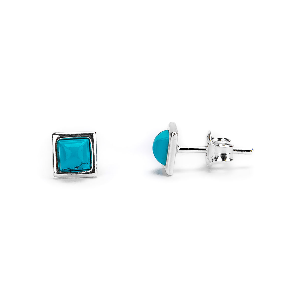 Square Stud Earrings Silver