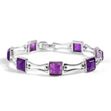 Square Link Bracelet in Silver and Amethyst