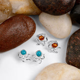Octopus Stud Earrings in Silver and Turquoise