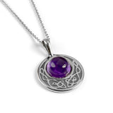 Celtic Circle Friendship Necklace in Silver and Amethyst