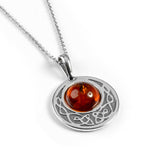 Celtic Circle Friendship Necklace in Silver and Amber