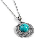 Celtic Circle Friendship Necklace in Silver and Turquoise