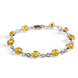 Circle Link Bracelet in Silver and Cognac Amber