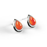 Classic Teardrop Stud Earrings in Silver and Carnelian