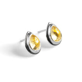 Classic Teardrop Stud Earrings in Silver and Citrine