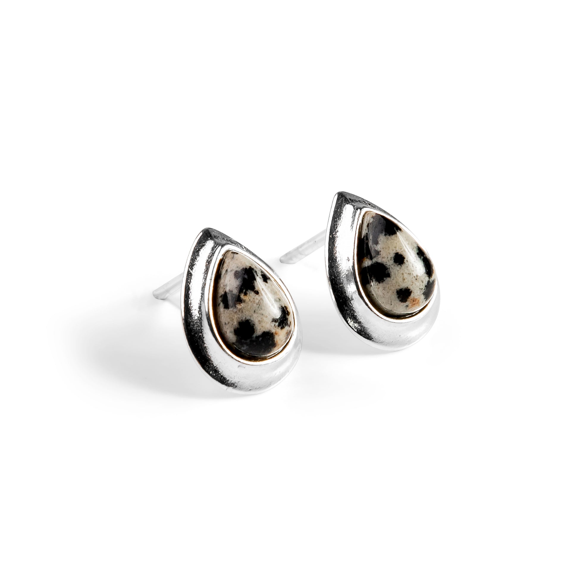 Classic Teardrop Stud Earrings Dalmatian Jasper