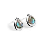 Classic Teardrop Stud Earrings in Silver and Labradorite