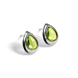 Classic Teardrop Stud Earrings in Silver and Peridot