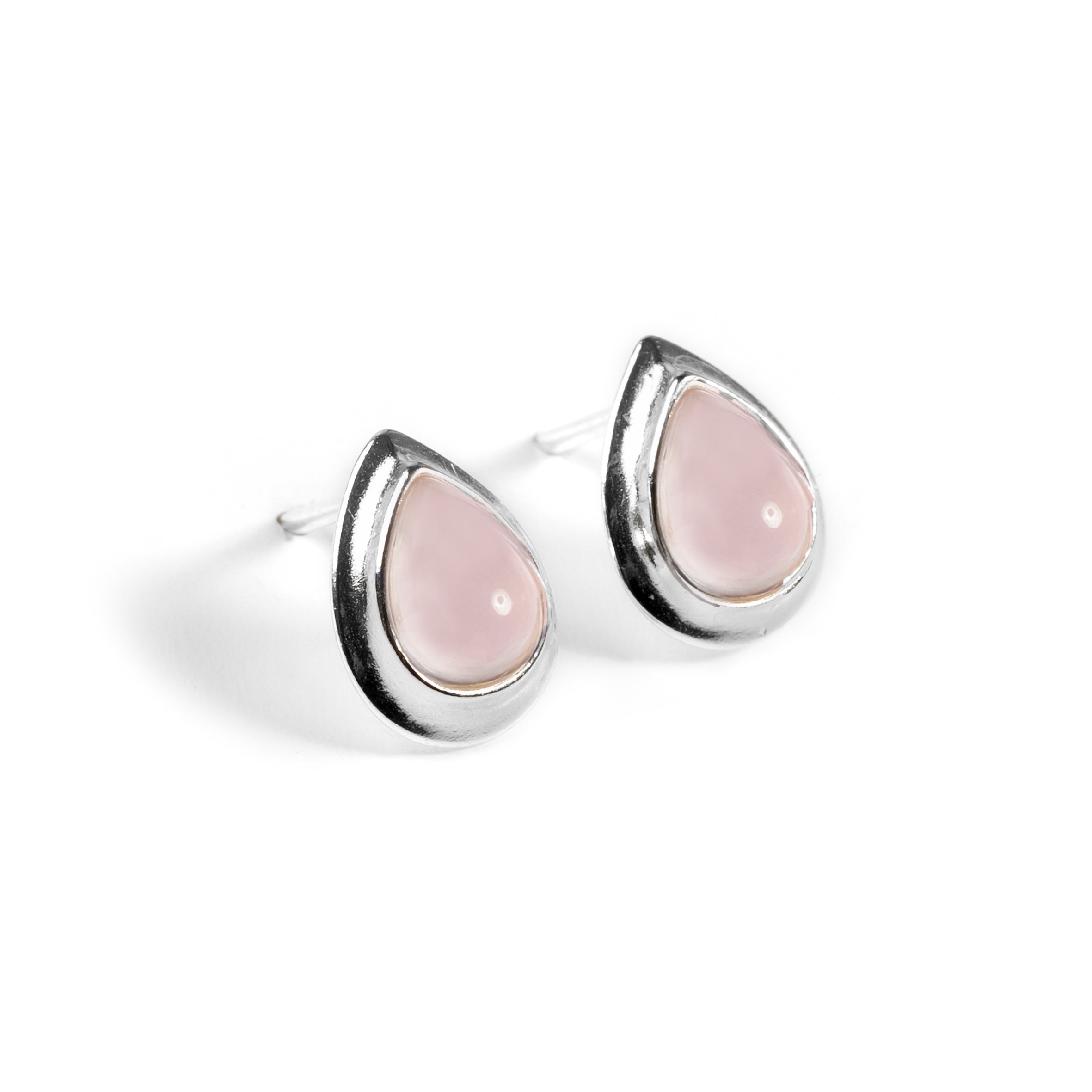 Luxury Rose Quartz Stud Clover Earrings  OMMO London