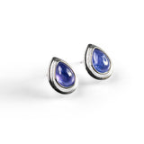 Classic Teardrop Stud Earrings in Silver and Tanzanite