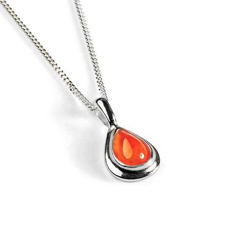 Classic Teardrop Necklace in Silver and Carnelian