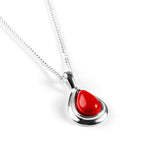 Classic Teardrop Necklace in Silver and Coral