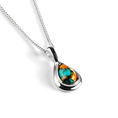 Classic Teardrop Necklace in Silver and Oyster Copper Turquoise