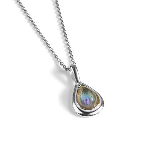 Classic Teardrop Necklace in Silver and Labradorite