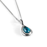 Classic Teardrop Necklace in Silver and London Blue Topaz