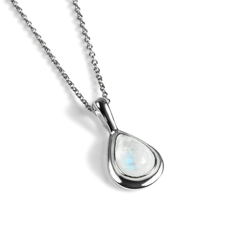 Classic Teardrop Necklace in Silver and Moonstone