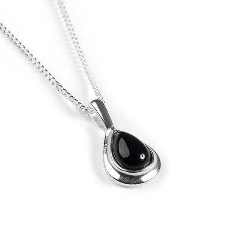 Classic Teardrop Necklace in Silver and Black Onyx