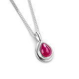 Classic Teardrop Necklace in Silver and Ruby