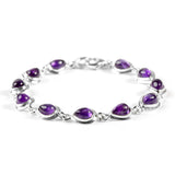 Classic Teardrop Link Bracelet in Silver and Amethyst