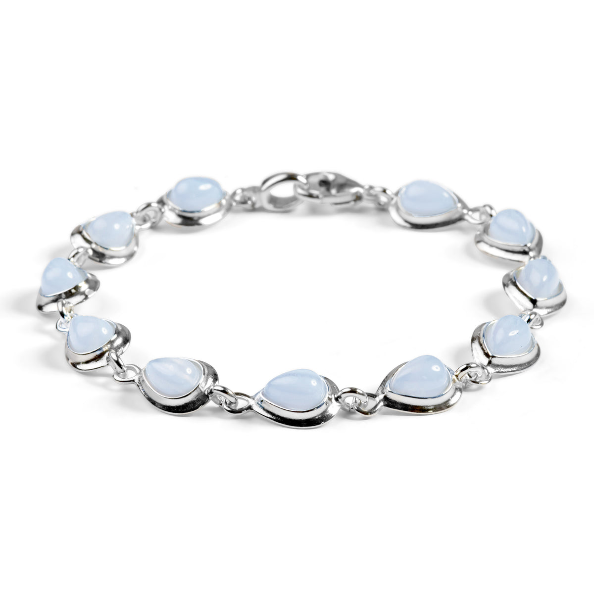 Classic Teardrop Link Bracelet Silver Lace Agate