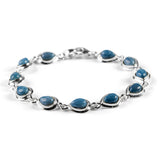 Classic Teardrop Link Bracelet in Silver and Owyhee Blue Opal