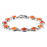 Classic Teardrop Link Bracelet in Silver and Carnelian