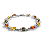 Classic Teardrop Link Bracelet in Silver and Amber
