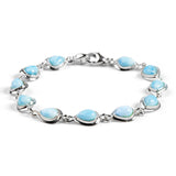 Classic Teardrop Link Bracelet in Silver and Larimar
