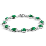 Classic Teardrop Link Bracelet in Silver and Malachite