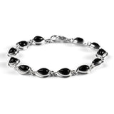 Classic Teardrop Link Bracelet in Silver with 24ct Gold and Black Onyx