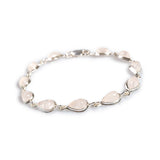 Teardrop Link Bracelet in Silver and Light Pink Quartz