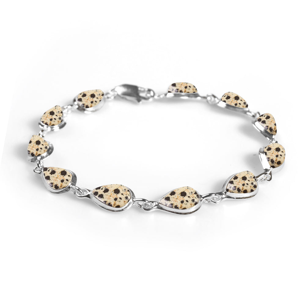 Classic Teardrop Link Bracelet Dalmatian Jasper