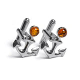 Anchor Cufflinks in Silver and Amber