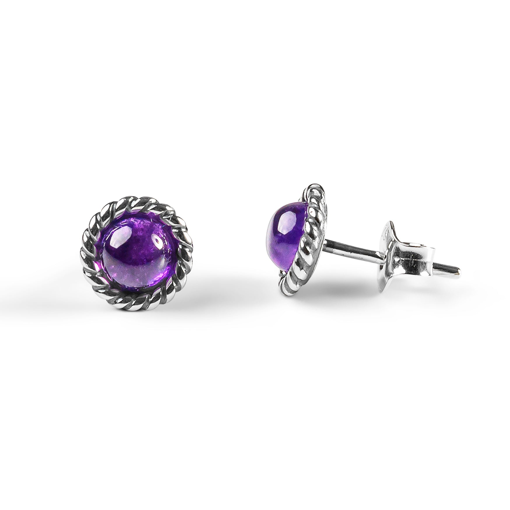 Rope Edge Stud Earrings Amethyst