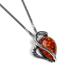 Cognac Amber &  Silver Necklace