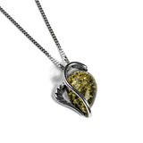 Green Amber &  Silver Necklace