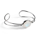 Oval Bangle in Silver and Moonstone