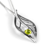 Charming Leaf Necklace in Silver & Peridot