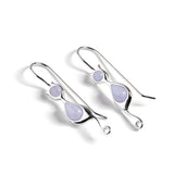 Russian Blue Cat Drop Earrings in Silver and Blue Lace Agate
