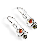 Music Treble Clef Hook Earrings in Silver and Amber